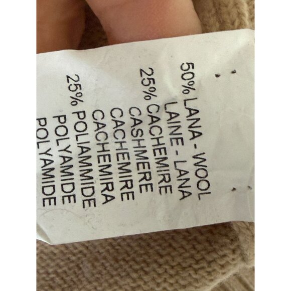 Matteo Volpi Beige Argyle Pattern Half-Zip Sweater M Wool & Cashmere Blend Unise - Picture 7 of 7